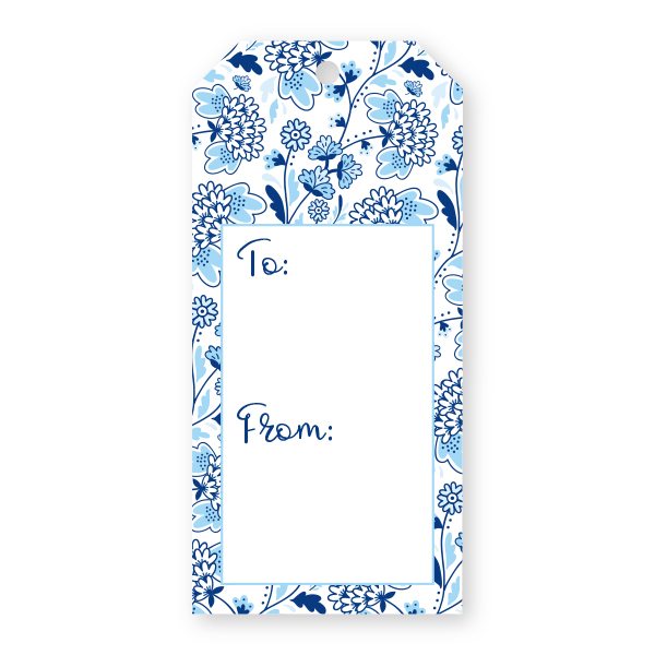 Blue Floral Gift Tag
